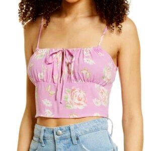 NWT BP.	| Anna Camisole Crop Top Floral Tie Front Purple Pink | Size Medium